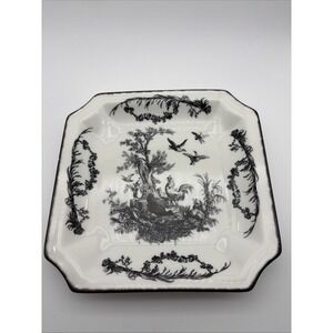 Aux Au Provence Square AUV2Black White Toile Rooster Pattern Dessert/Salad Plate